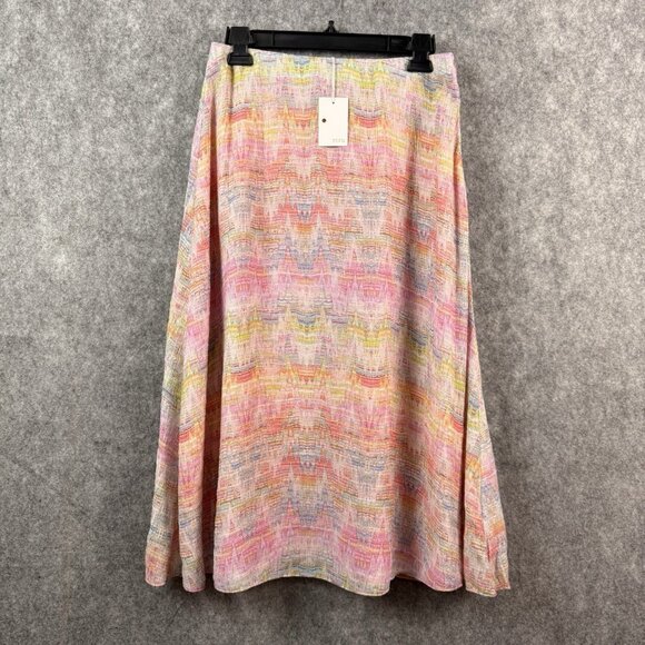 Ecru Palm Springs Graphic Skirt Size S‎ Pink Multicolor Textured Midi NWT $180 - Picture 1 of 11